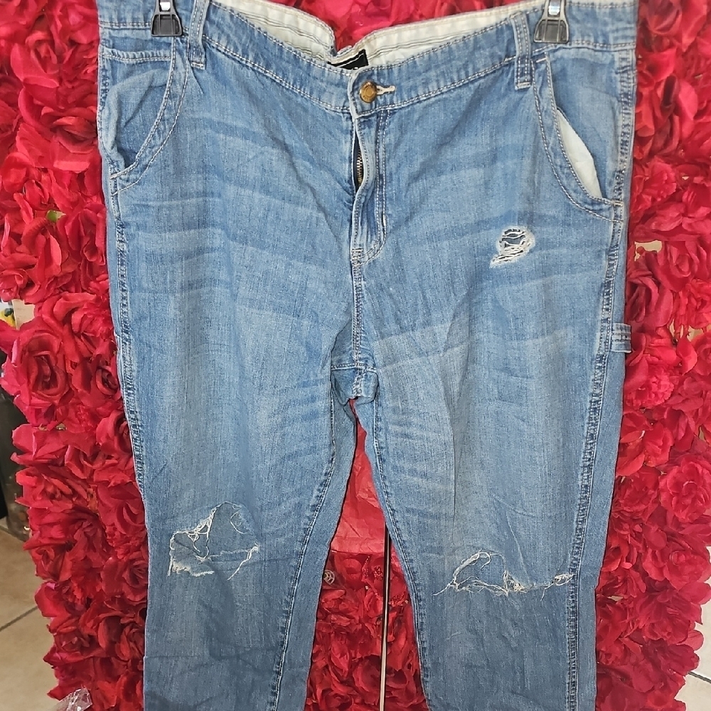 GAP Women's Relaxed Distressed Loose Fit Light Blue Jeans Size 16